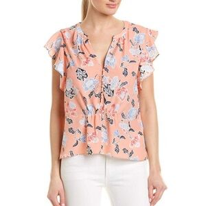 Joie Crisbell Flutter Sleeve Button Front Top Peach M